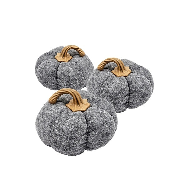 Set Of 3, 8.3x8.3x5.5 Gray Pumpkin, Pumpkin Ornament Decor For Holiday Harvest Festival Fall Festival   Thanksgiving null