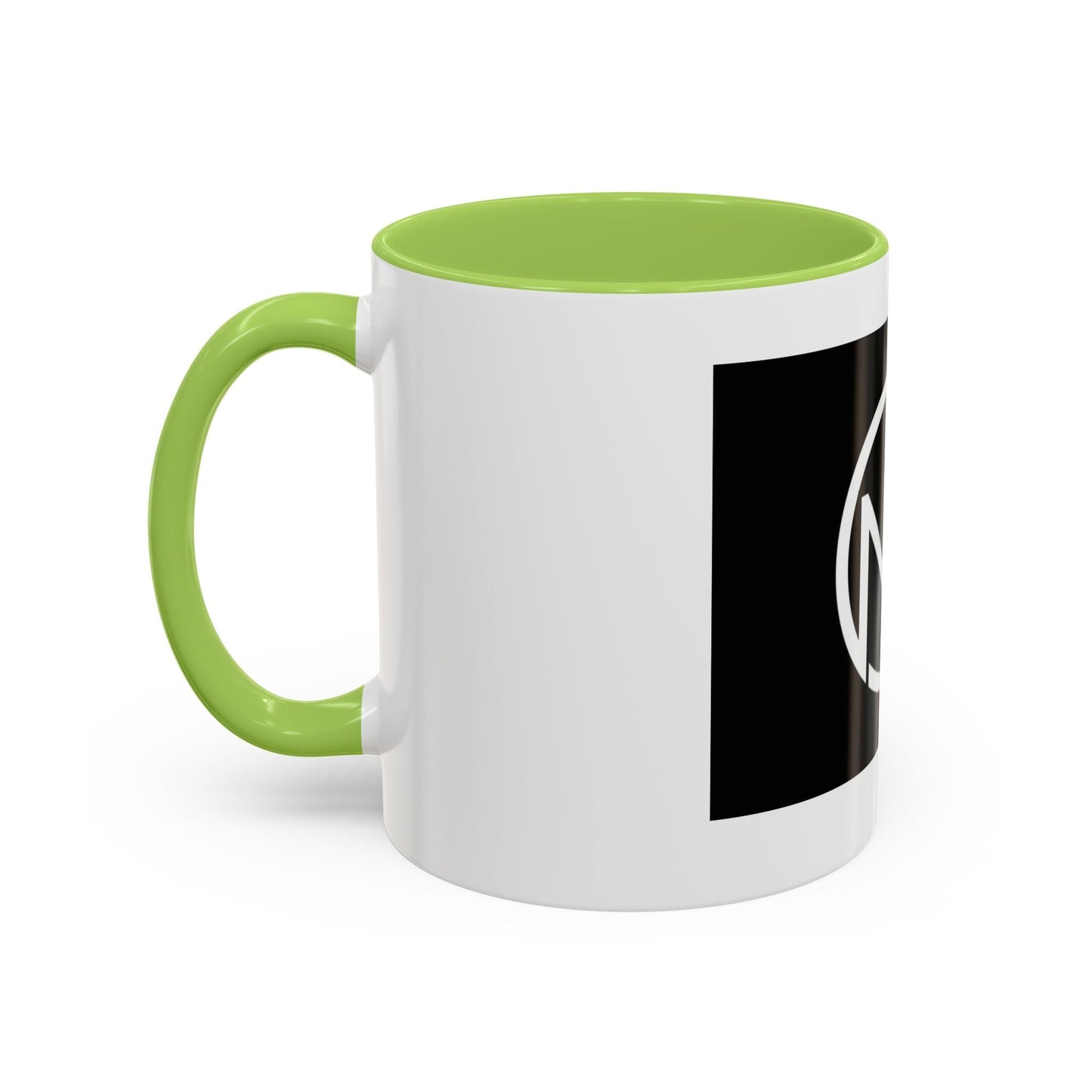 NK Monogram Accent Coffee Mug — Black Logo Ceramic Cup (11/15 oz) Printify