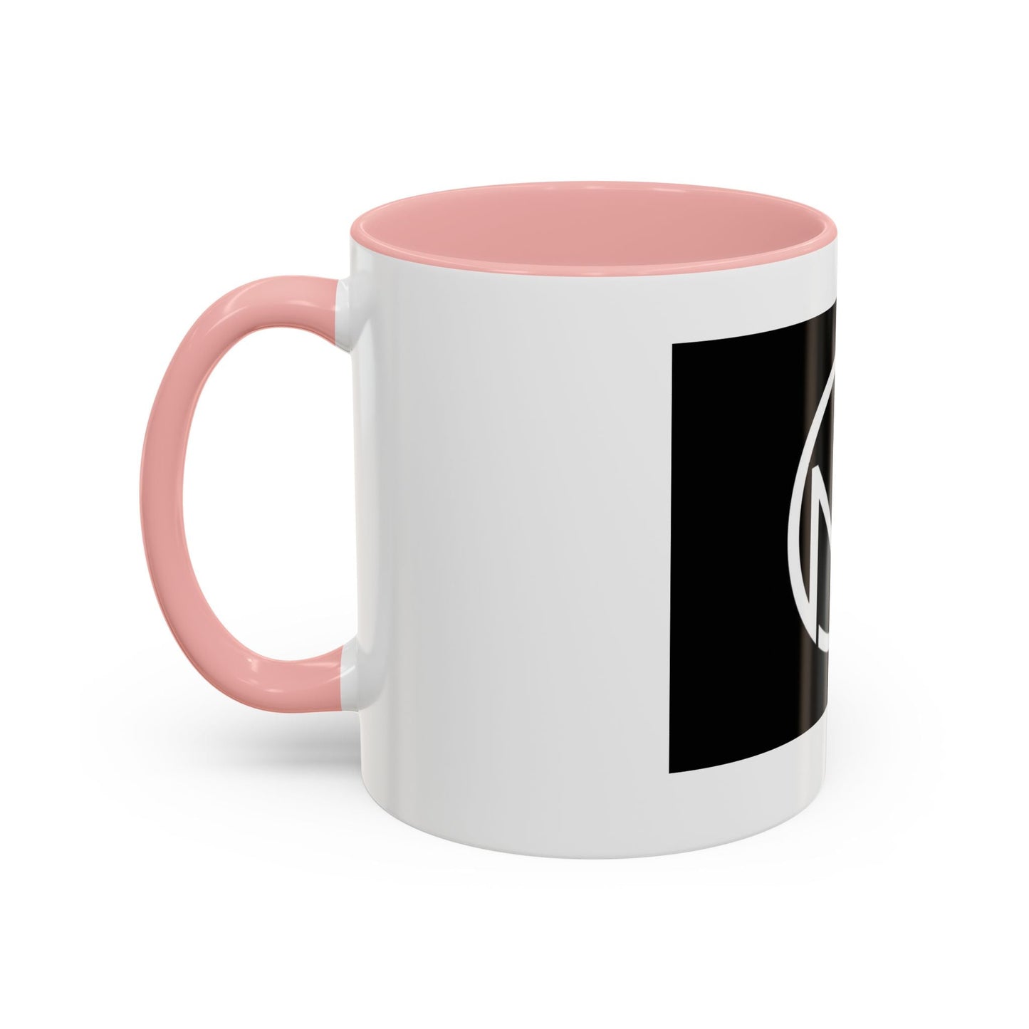 NK Monogram Accent Coffee Mug — Black Logo Ceramic Cup (11/15 oz) Printify