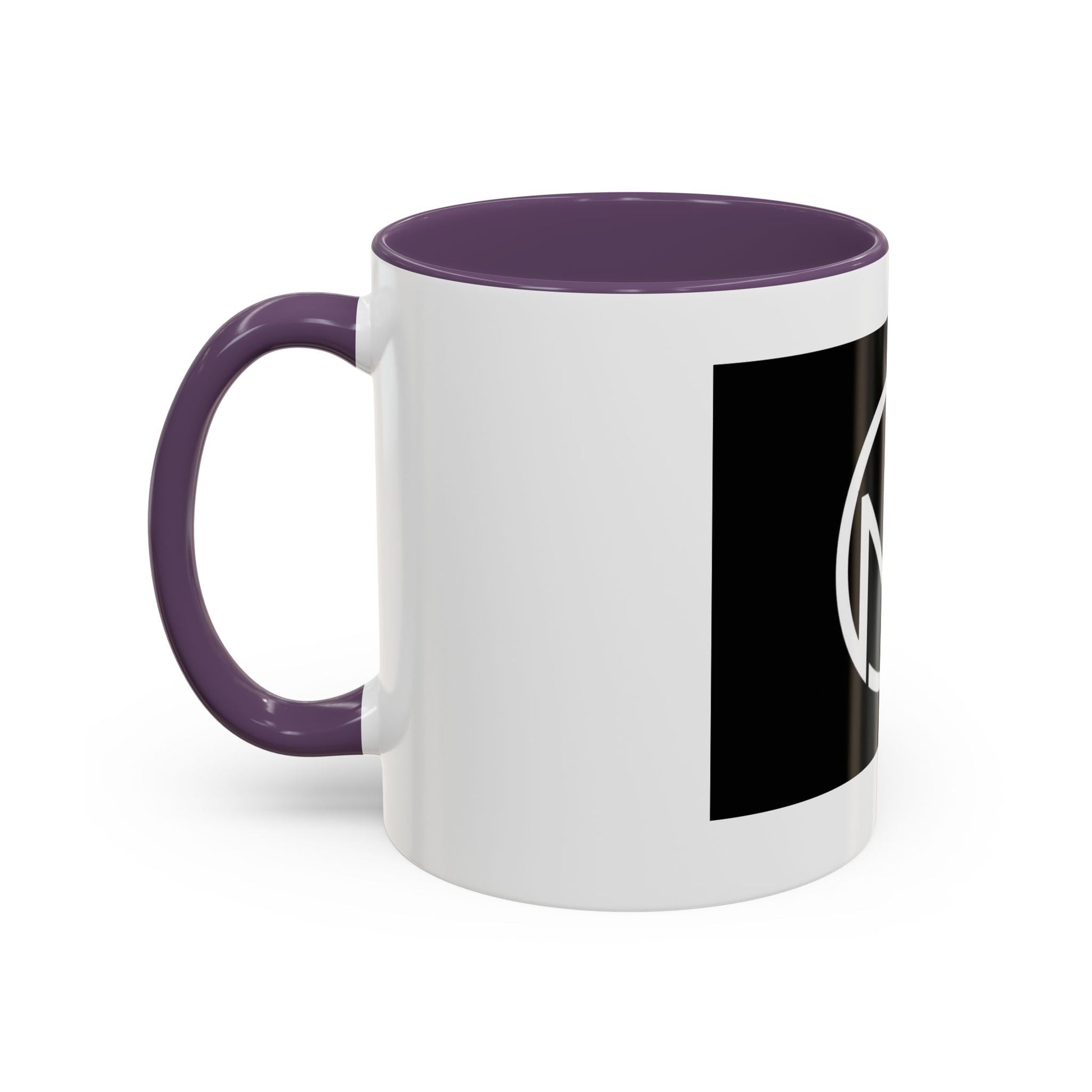 NK Monogram Accent Coffee Mug — Black Logo Ceramic Cup (11/15 oz) Printify