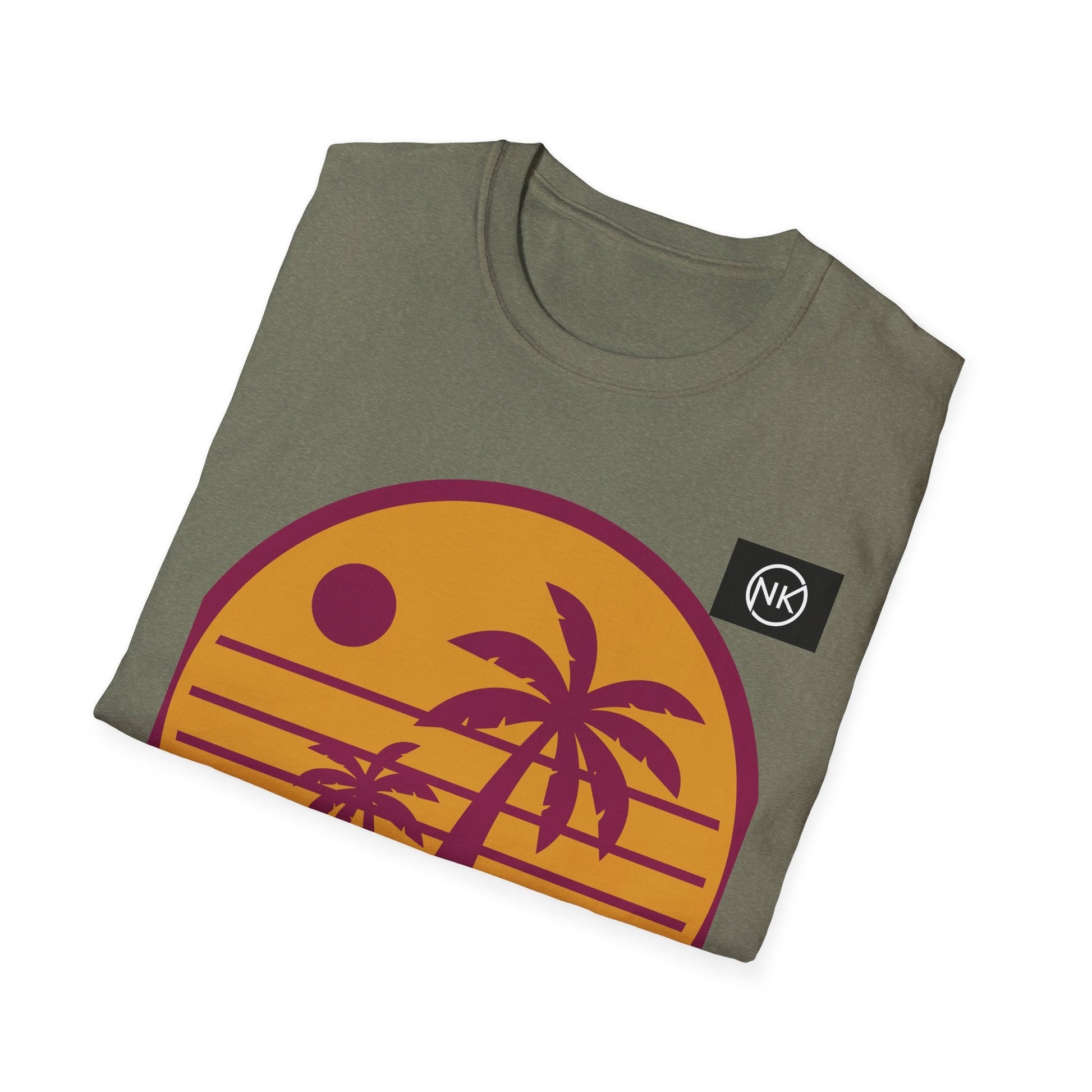 Sunset Palm T-Shirt — Retro Tropical Beach Graphic Tee Printify