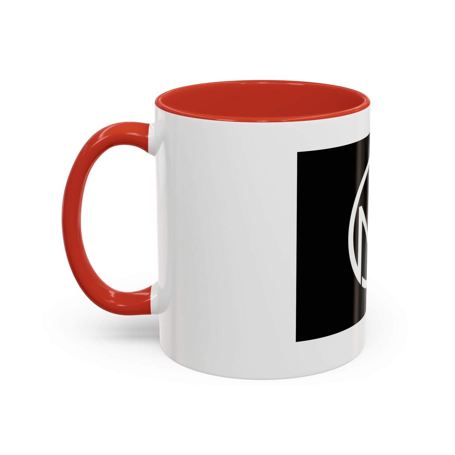 NK Monogram Accent Coffee Mug — Black Logo Ceramic Cup (11/15 oz) Printify