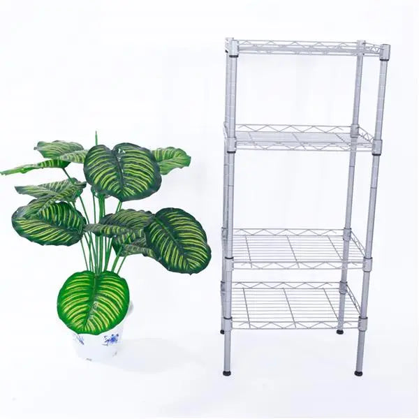 4-Tier Metal Storage Rack – Adjustable Carbon Steel Shelving Unit for Garage, Kitchen & Home, Silver Gray null
