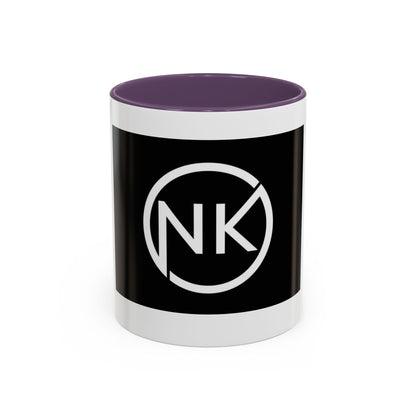 NK Monogram Accent Coffee Mug — Black Logo Ceramic Cup (11/15 oz) Printify