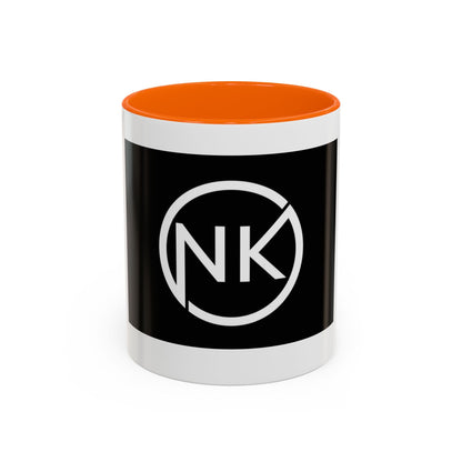 NK Monogram Accent Coffee Mug — Black Logo Ceramic Cup (11/15 oz) Printify