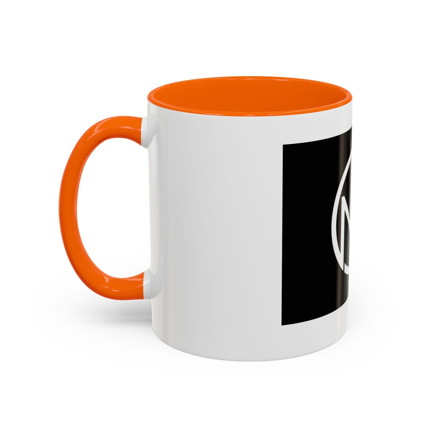 NK Monogram Accent Coffee Mug — Black Logo Ceramic Cup (11/15 oz) Printify