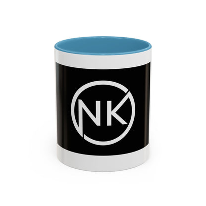 NK Monogram Accent Coffee Mug — Black Logo Ceramic Cup (11/15 oz) Printify