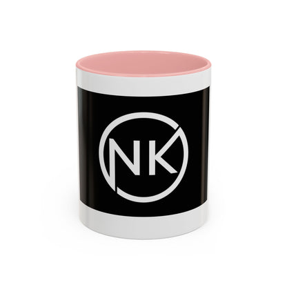 NK Monogram Accent Coffee Mug — Black Logo Ceramic Cup (11/15 oz) Printify