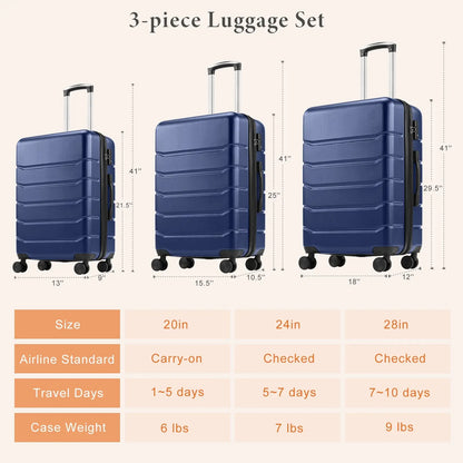 Hardshell Carry-On & Checked Luggage Set – 20, 24 & 28 Inch Spinner Suitcase with TSA Lock null