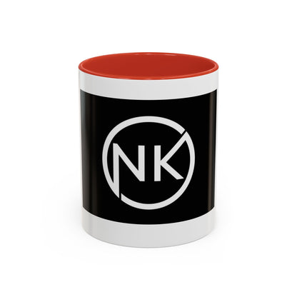 NK Monogram Accent Coffee Mug — Black Logo Ceramic Cup (11/15 oz) Printify