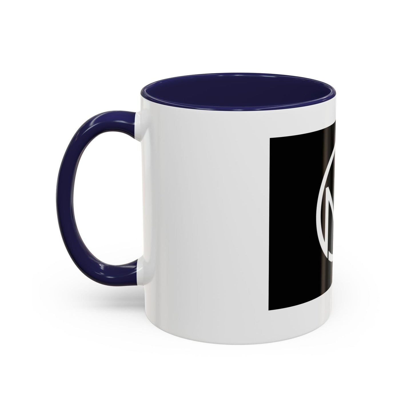 NK Monogram Accent Coffee Mug — Black Logo Ceramic Cup (11/15 oz) Printify
