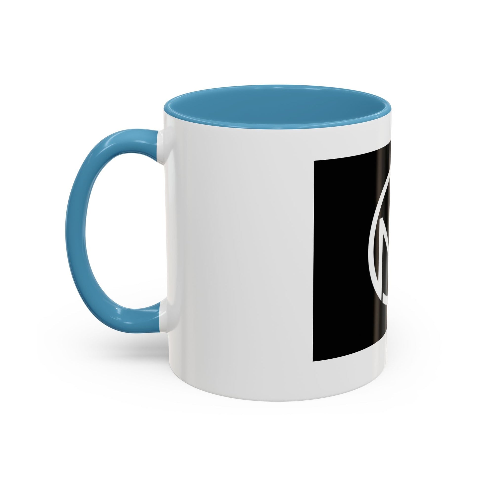 NK Monogram Accent Coffee Mug — Black Logo Ceramic Cup (11/15 oz) Printify