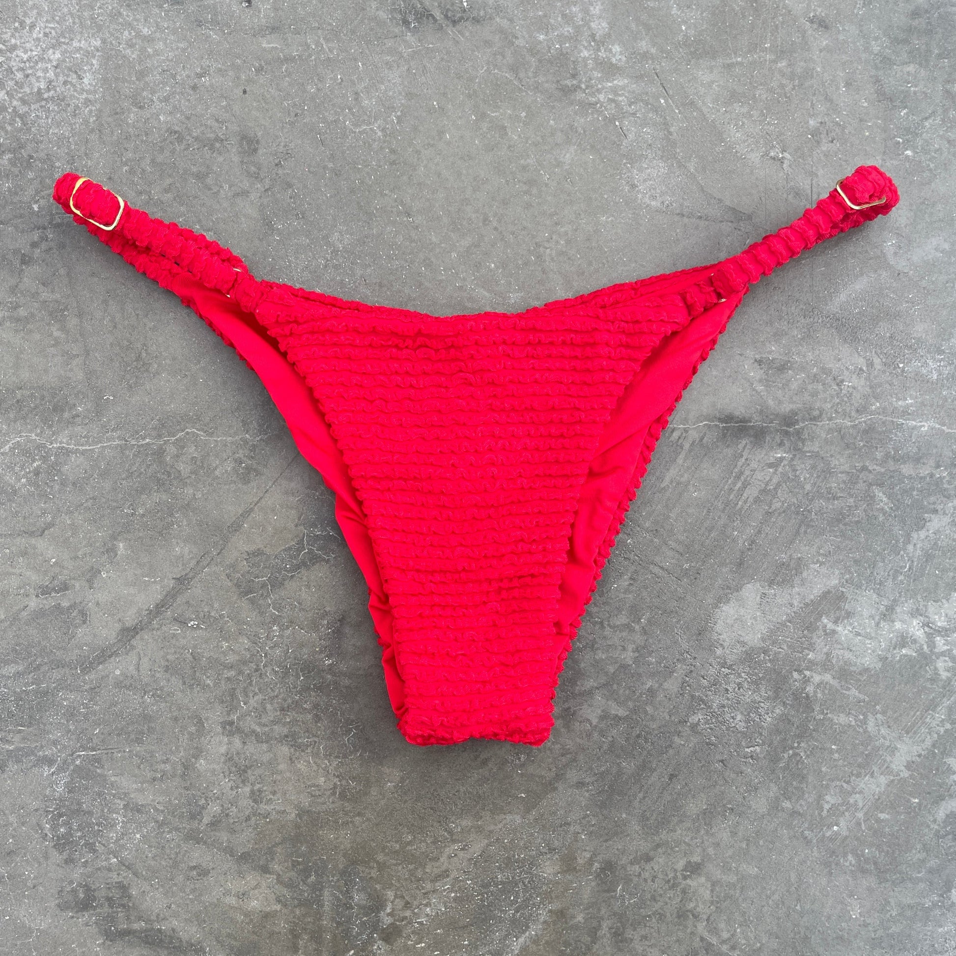 Mexican Chili Red Textured Tanga Bikini Bottom MyBrazilianShop