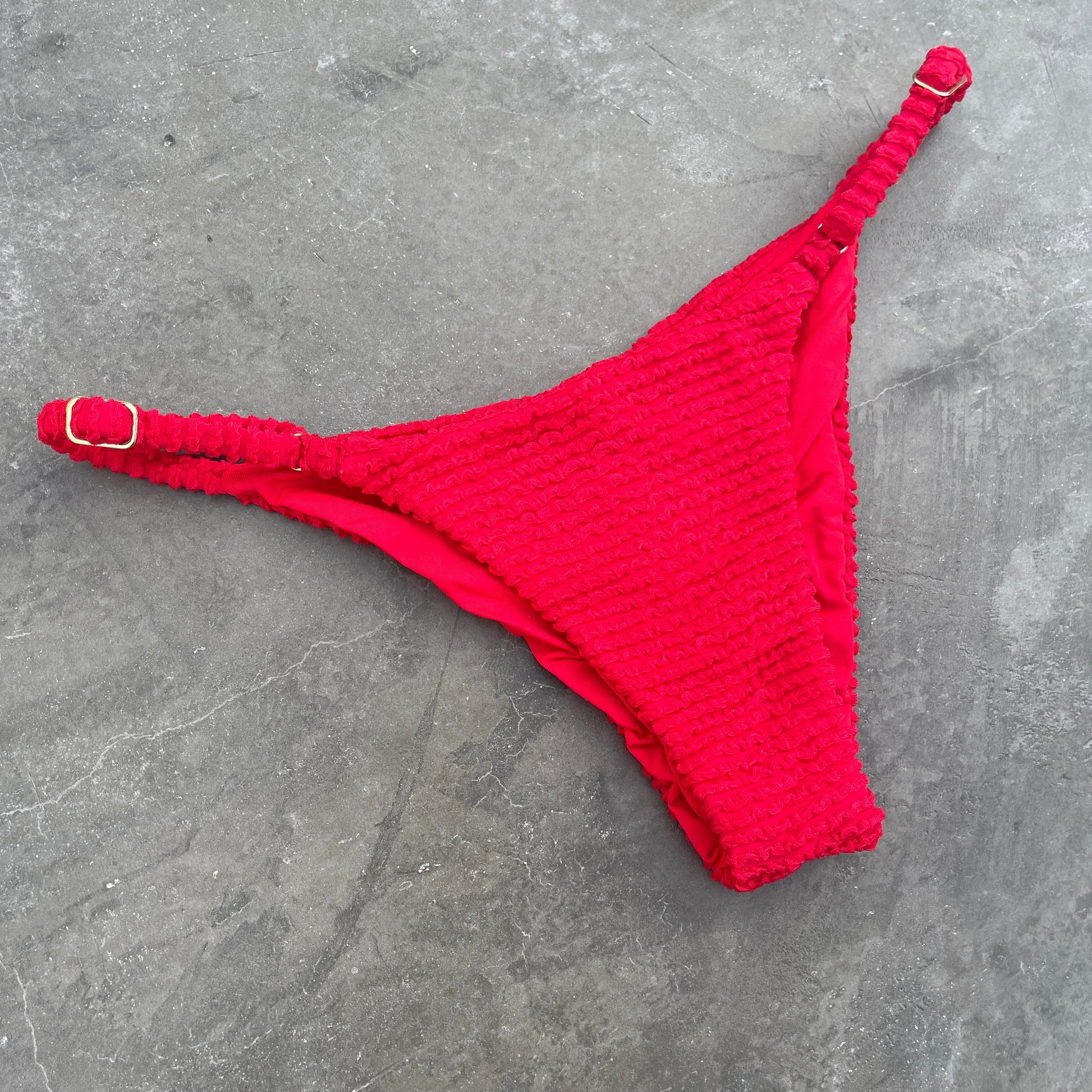 Mexican Chili Red Textured Tanga Bikini Bottom MyBrazilianShop