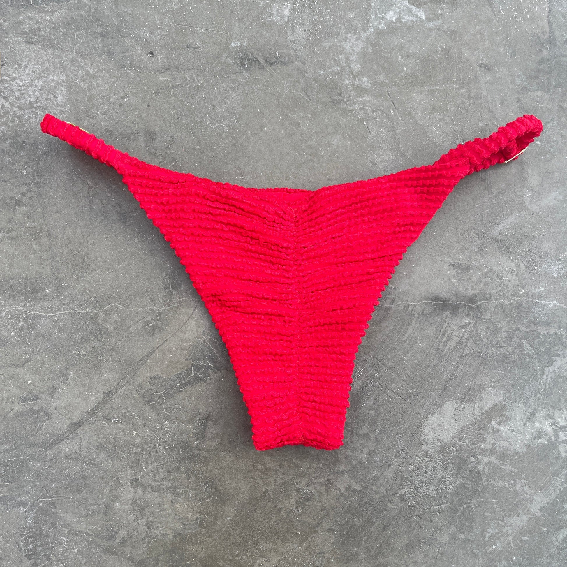 Mexican Chili Red Textured Tanga Bikini Bottom MyBrazilianShop