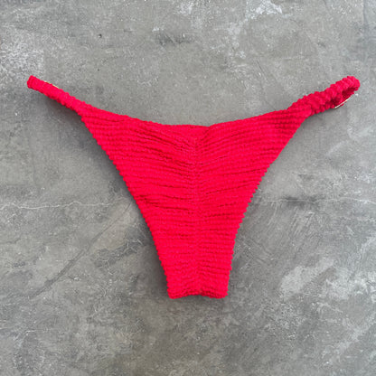 Mexican Chili Red Textured Tanga Bikini Bottom MyBrazilianShop