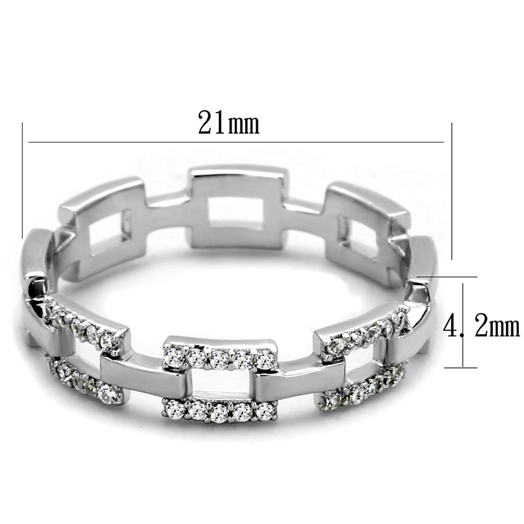 TS257 - Rhodium 925 Sterling Silver Ring with AAA Grade CZ  in Clear Alamode