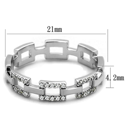 TS257 - Rhodium 925 Sterling Silver Ring with AAA Grade CZ  in Clear Alamode
