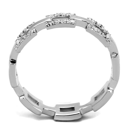 TS257 - Rhodium 925 Sterling Silver Ring with AAA Grade CZ  in Clear Alamode