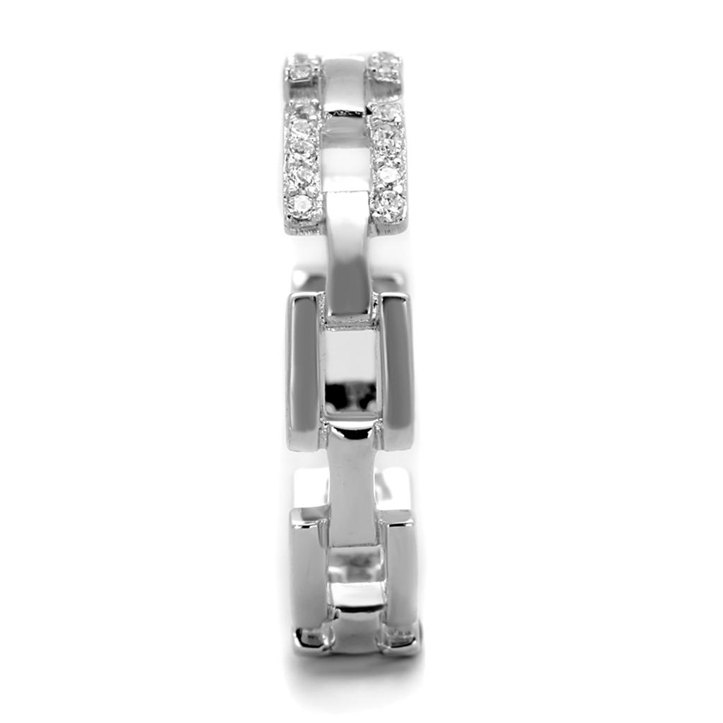 TS257 - Rhodium 925 Sterling Silver Ring with AAA Grade CZ  in Clear Alamode