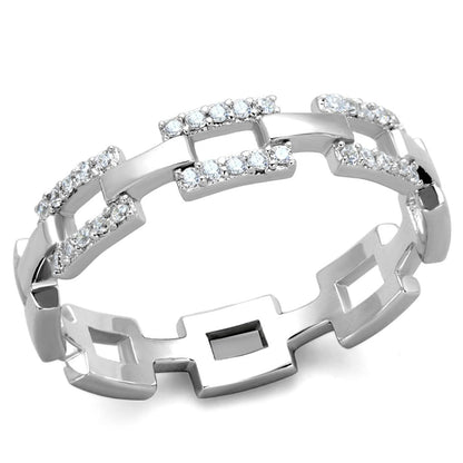 TS257 - Rhodium 925 Sterling Silver Ring with AAA Grade CZ  in Clear Alamode