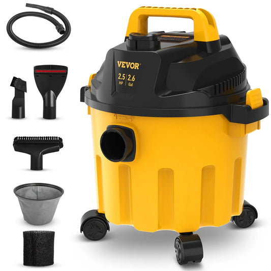 VEVOR 2.6 Gallon Wet Dry Shop Vac – 2.5 HP 3-in-1 Portable Vacuum & Blower with Floor, Car & Upholstery Attachments, ETL Listed null