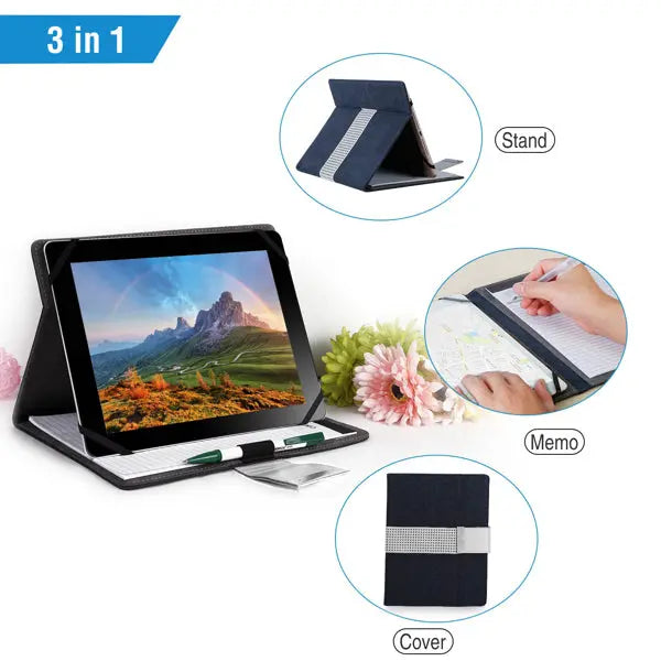 9.7 Inch Tablet Padfolio Case – PU Leather Executive Portfolio with Notepad, Stand & Tablet Sleeve null