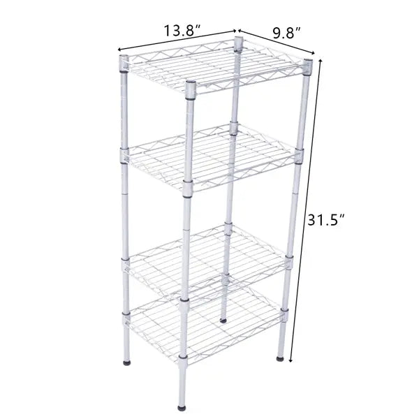 4-Tier Metal Storage Rack – Adjustable Carbon Steel Shelving Unit for Garage, Kitchen & Home, Silver Gray null