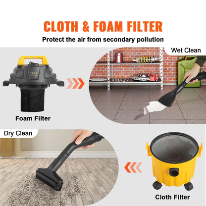 VEVOR 2.6 Gallon Wet Dry Shop Vac – 2.5 HP 3-in-1 Portable Vacuum & Blower with Floor, Car & Upholstery Attachments, ETL Listed null